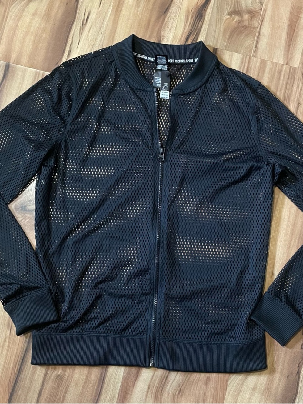 NWT Victoria's Secret VS Sport Netted Mesh Track Jacket - Black - Size S